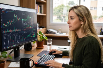 Imagem de um técnico de TI analisando dados em uma tela, simbolizando o uso da observabilidade em operações digitais.